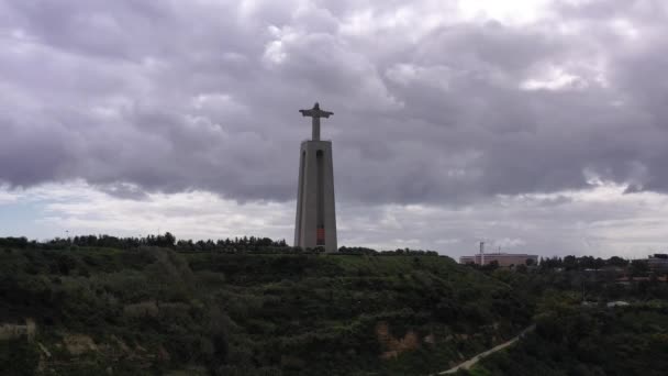 Almada Portugal Marzo 2023 Estatua Cristo Rei Almada Portugal Estatua — Vídeo de stock
