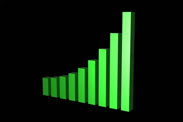 Yeşil Büyüme Başarı İş Baro Grafiği Şeffaf Arkaplan üzerinde. Alpha Channel ile Isometric 3d Hazırlama