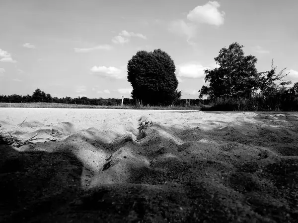 Güzel bir manzaranın siyah beyaz fotoğrafı