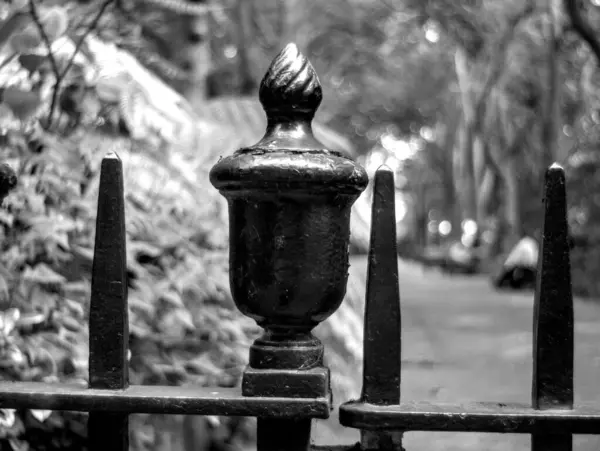 Parkta metal demir çit