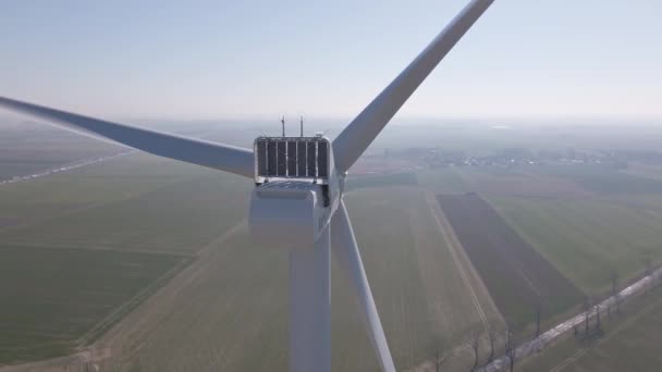Vestas Turbina Eólica Campo Energia Renovável Feita Gerador Moinho Vento — Vídeo de Stock