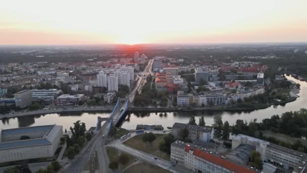 Aerial View Wroclaw City Panorama Poland Cityscape Wroclaw Odra River — Stock video