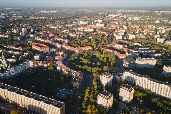 Vista Panorâmica Edifícios Residenciais Cidade Vista Aérea Paisagem Urbana Wroclaw — Fotografia de Stock
