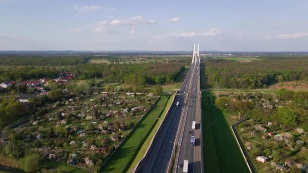 Rush Nuestra Carretera Carretera Con Paisaje Urbano Wroclaw Vista Aérea — Vídeo de stock