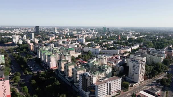 Tempat Tinggal Dengan Bangunan Hidup Kota Warsawa Polandia Pandangan Udara — Stok Video