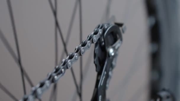 Chain Rotates Rear Gearshift Bike Bicycle Transmission Maintenance — Stock Video