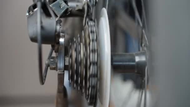 Process Shifting Gears Rear Transmission Bicycle Bicycle Gear Drivetrain Cassete — Video Stock