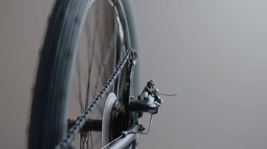 Rear transmission of bicycle. Bicycle gear drivetrain and cassete, close up. Maintenance bike transmition