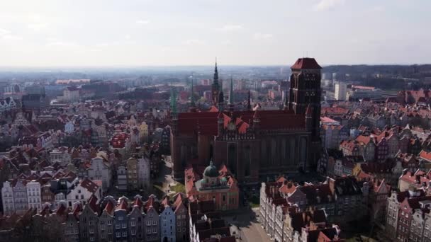 Αεροφωτογραφία Της Πόλης Γκντανσκ Στην Πολωνία Ιστορικό Κέντρο Στην Παλιά — Αρχείο Βίντεο