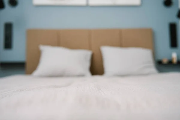 Інтер Спальні Ліжко Двома Подушками Вид Спереду — стокове фото