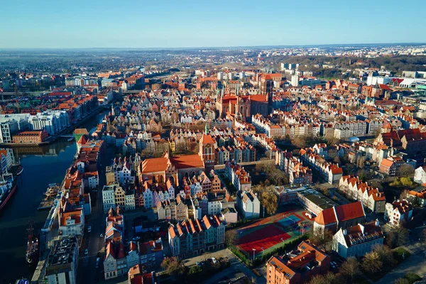 공중에서 폴란드의 그단스크 유럽의 도시에 센터입니다 도시의 파노라마같은 — 스톡 사진