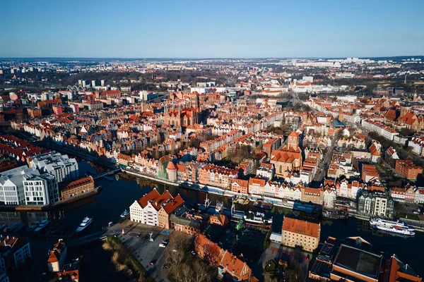 Vue Aérienne Ville Gdansk Pologne Centre Historique Vieille Ville Européenne — Photo