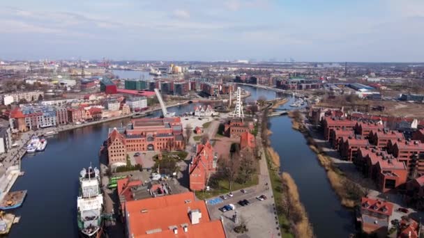 Vista Aérea Ciudad Gdansk Polonia Centro Histórico Casco Antiguo Ciudad — Vídeos de Stock