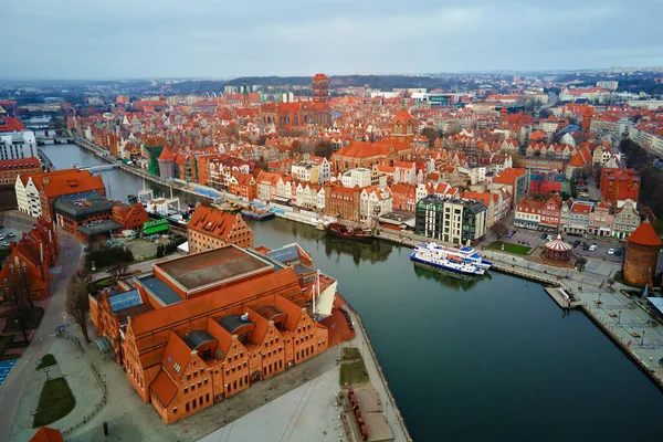 Widok Lotu Ptaka Miasto Gdańsk Polsce Historyczne Centrum Starego Miasta — Zdjęcie stockowe