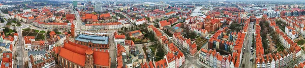 Вид Воздуха Город Гданьск Польше Исторический Центр Старого Города Европейском — стоковое фото