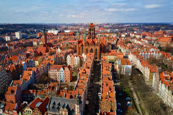 Вид Воздуха Город Гданьск Польше Исторический Центр Старого Города Европейском — стоковое фото