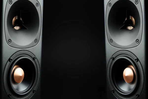 Multimediale Akustische Lautsprecher Mit Kopierraum Soundsystem Auf Dunklem Hintergrund — Stockfoto