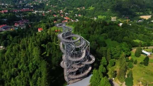 Wieża Widokowa Sky Walk Sweradow Zdroj Polska Atrakcja Turystyczna Montains — Wideo stockowe