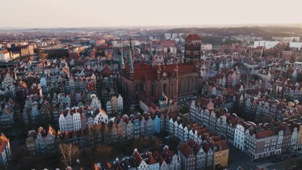 Město Gdaňsk Polsku Historické Centrum Starém Městě Evropském Městě Letecký — Stock video