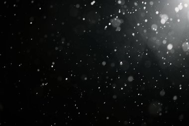 Beyaz kar arka planda izole edilmiş. Kar taneleri düşüyor. Kış bileşimi için üstüste koyma etkisi