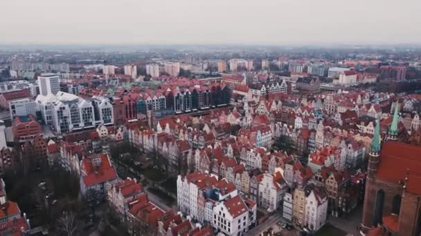 Gdansk Stad Polen Historisk Centrum Gamla Stan Europeisk Stad Antenn — Stockvideo