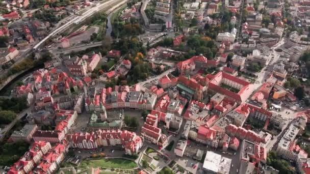 Arquitectura Ciudad Europea Vista Aérea Paisaje Urbano Klodzko Polonia Vista — Vídeos de Stock