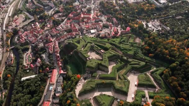 Klodzko Kalesi Eski Şehir Manzarası Hava Manzarası Polonya Nın Klodzko — Stok video