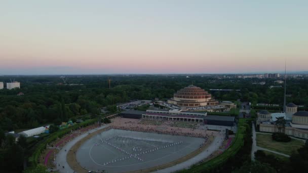 Wroclaw Polonya Daki Centennial Hall Hala Stulecia Daki Multimedya Çeşmesinin — Stok video
