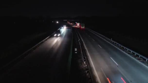 Light Trails Highway Night Rush Hour Motorway Glowing Cars Headlamps — Stock Video