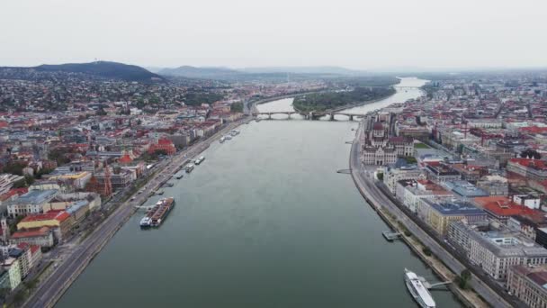 Vue Panoramique Sur Horizon Ville Budapest Long Danube Architecture Capitale — Video