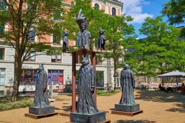 Modern art installation in Copenhagen, Denmark. Fuck Q-Park sculpture by sculptor Jens Galschioet in Dantes Plads. Copenhagen, Denmark - June 25, 2024
