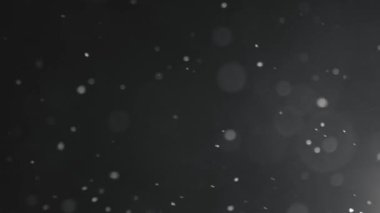 Gece gökyüzünden düşen kar taneleri, karanlık arka planda aydınlatılıyor. Kış karı