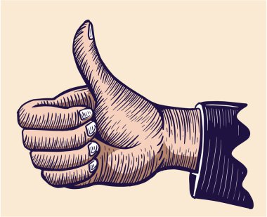 başparmaklar yukarı el çizimi, el çizimi vektörü
