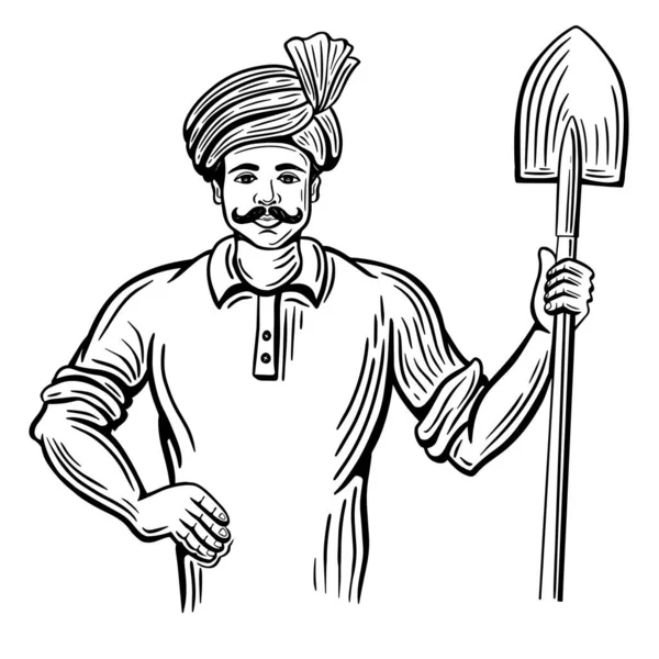 indian farmer portrait vector illustration