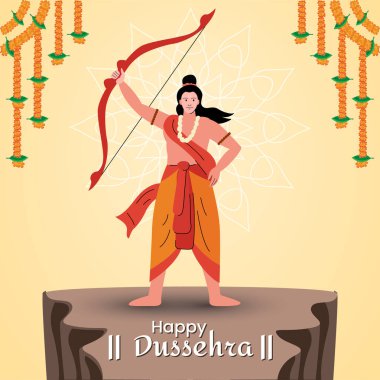 Mutlu dussehra, selamlar, Hindistan Hint festivali vektörü.