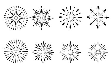 Havai fişek tasarımı seti, ateş krakeri patlama vektörü