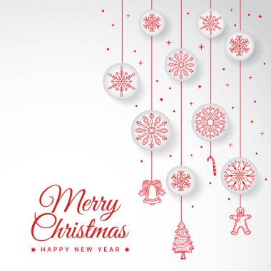 Noel elemanları vektörlü mutlu noeller minimal poster tasarımı