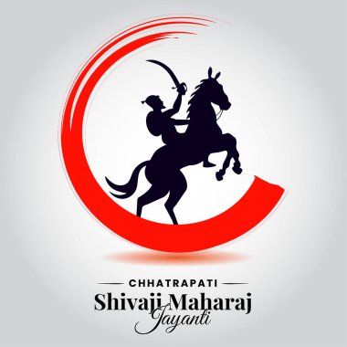 Chhatrapati Shivaji Maharaj Jayanti selamlar, büyük Hint Maratha kral kutlama vektörü