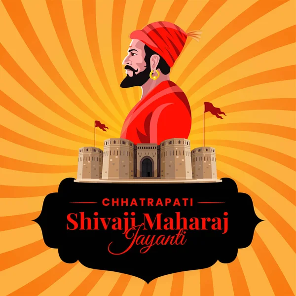 Chhatrapati Shivaji Maharaj Jayanti selamlar, büyük Hint Maratha kral kutlama vektörü