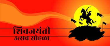 Chhatrapati Shivaji Maharaj Jayanti selamlar, büyük Hint Maratha kral vektörü