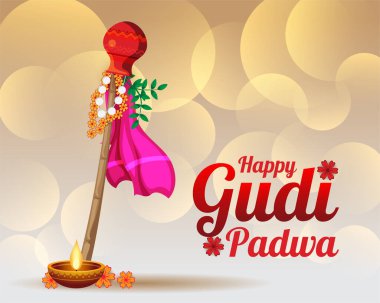 Geleneksel Hindu Yeni Yıl Festivali Gudi padwa arka plan vektörünü selamlıyor