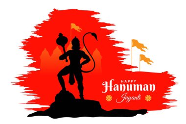 Hanuman Jayanti Festivali, Tanrı Hanuman 'ın doğum günü kutlaması, tebrik kartı postası illüstrasyonu.