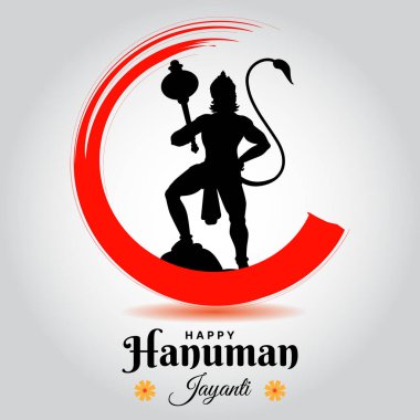 Hanuman Jayanti Festivali, Tanrı Hanuman 'ın doğum günü kutlaması, tebrik kartı postası illüstrasyonu.