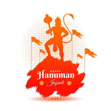 Hanuman Jayanti Festivali, Tanrı Hanuman 'ın doğum günü kutlaması, tebrik kartı postası illüstrasyonu.