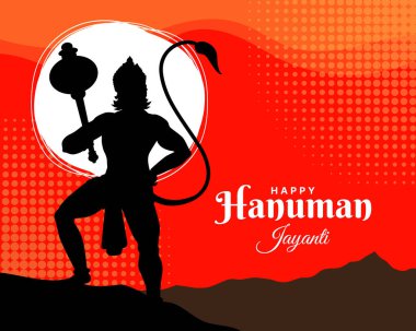 Hanuman Jayanti Festivali, Tanrı Hanuman 'ın doğum günü kutlaması, tebrik kartı postası illüstrasyonu.