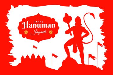 Hanuman Jayanti Festivali, Tanrı Hanuman 'ın doğum günü kutlaması, tebrik kartı postası illüstrasyonu.