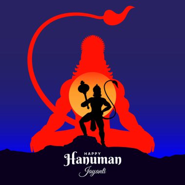 Hanuman Jayanti Festivali, Tanrı Hanuman 'ın doğum günü kutlaması, tebrik kartı postası illüstrasyonu.