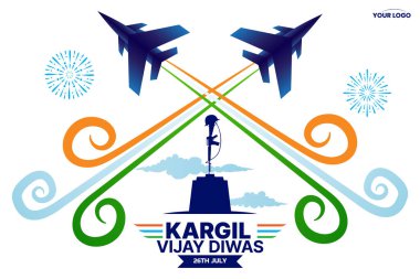 Kargil Vijay Diwas kutlama konsepti, afiş, poster, gönderi, selamlama vektör illüstrasyonu