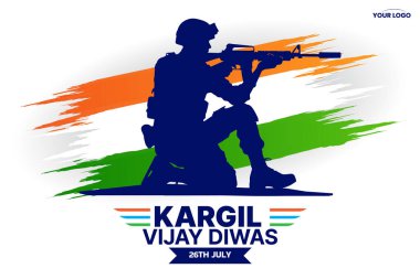 Kargil Vijay Diwas kutlama konsepti, afiş, poster, gönderi, selamlama vektör illüstrasyonu