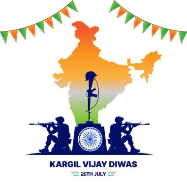 Kargil Vijay Diwas kutlama konsepti, afiş, poster, gönderi, selamlama vektör illüstrasyonu